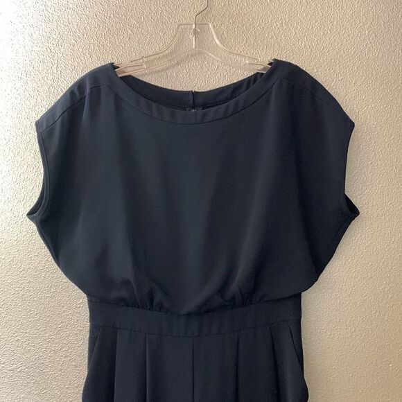 ELIZA J  Jumpsuit Cap Sleeve Wide Leg pockets back zip closure navy women size 4 - Picture 2 of 16
